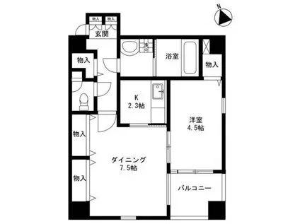 OZAREA一之江Ⅰ(1DK/5階)の間取り写真