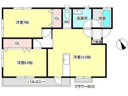 アイリス(2LDK/2階)の間取り写真