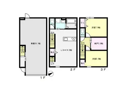 ガレージハウスM(2LDK/1階)の間取り写真