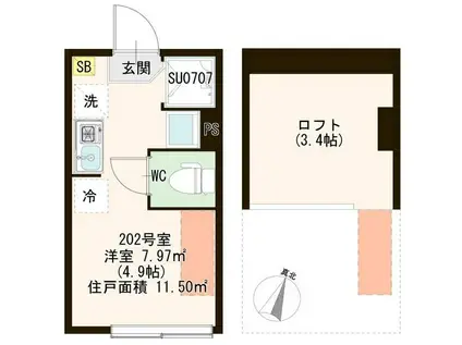 ル・ブラン井荻(ワンルーム/2階)の間取り写真