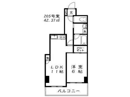 武蔵小山サンハイツ(1LDK/2階)の間取り写真