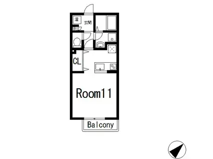 グランデ・トトA棟(ワンルーム/2階)の間取り写真