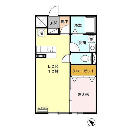 プレステージ南通(1LDK/2階)の間取り写真