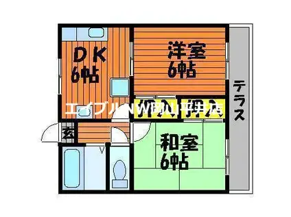 コーポ平島(2DK/2階)の間取り写真
