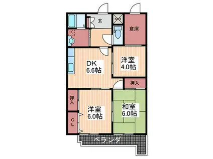 HARMONY HIRAKI(3DK/4階)の間取り写真