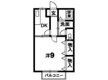 メゾンポワン(1K/1階)の間取り写真