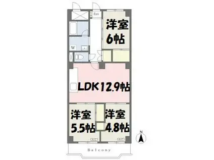 丸の内パークマンション(3LDK/13階)の間取り写真