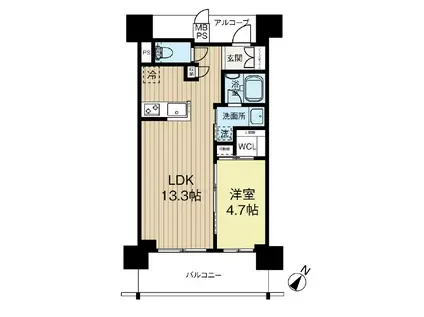 ワコーレ神戸北野坂LABEL(1LDK/11階)の間取り写真