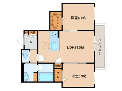 クリスタル シャーメゾン(2LDK/1階)の間取り写真
