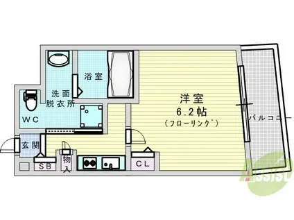 カステル・ルーク千里星ヶ丘(1K/2階)の間取り写真