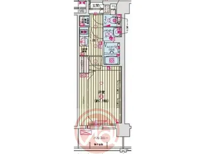 メルディアクレスト大阪ベイソルテラス(1K/6階)の間取り写真