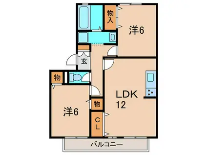 フォーゲルプラッツ本田(2LDK/2階)の間取り写真