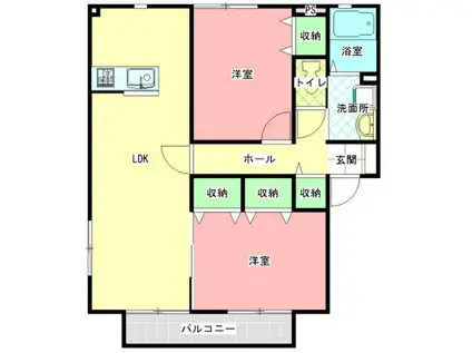 サニーハウス高橋2(2LDK/2階)の間取り写真