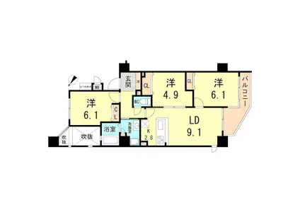 プリオーレ須磨(3LDK/3階)の間取り写真