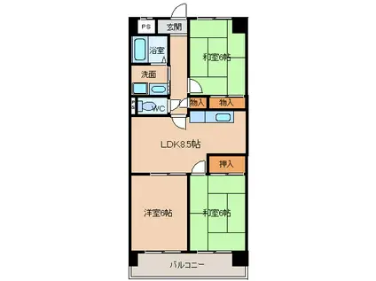 さくら大栄ビル(3LDK/5階)の間取り写真