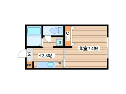 ノーヴァ松が丘(1K/2階)の間取り写真