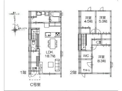 グランメゾンクレスト三吉I(3LDK/1階)の間取り写真