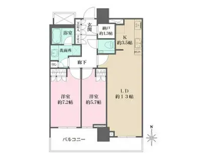 ブリリアタワー名古屋グランスイート(2LDK/8階)の間取り写真