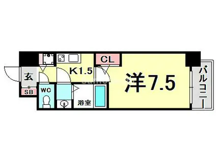 サムティ神戸BENIR(1K/8階)の間取り写真