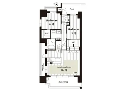 グランアッシュ大正ステーションフロント(2LDK/13階)の間取り写真
