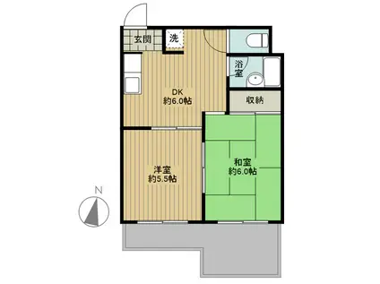 サンハイツ千野(2DK/2階)の間取り写真