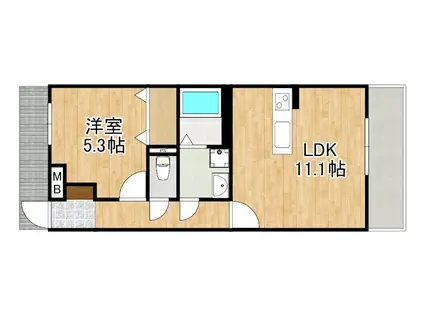 ベルフォーレ(1LDK/2階)の間取り写真