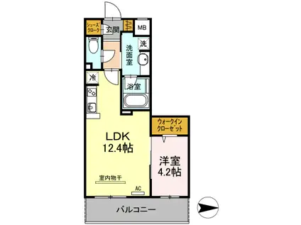 DIMORARE(1LDK/2階)の間取り写真