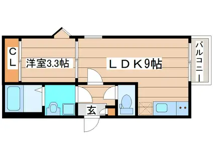 REGALEST卸町(1LDK/3階)の間取り写真