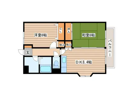 サイレントハウスA(2DK/1階)の間取り写真