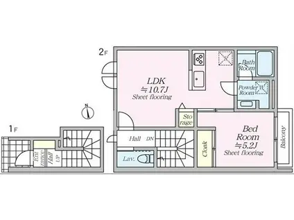 オルキデ蘆花公園(1LDK/2階)の間取り写真