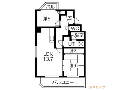 ダイアパレス庄内通(2LDK/5階)の間取り写真