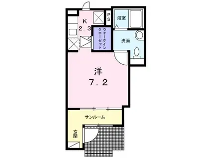 インクリーズ ウィステリアII(1K/1階)の間取り写真