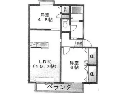 シャーメゾン華(2LDK/2階)の間取り写真