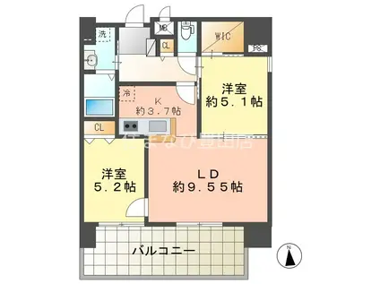 豊田駅前ビル(2LDK/12階)の間取り写真