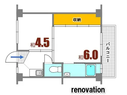 ビレッジハウス畑賀 2号棟(2K/4階)の間取り写真
