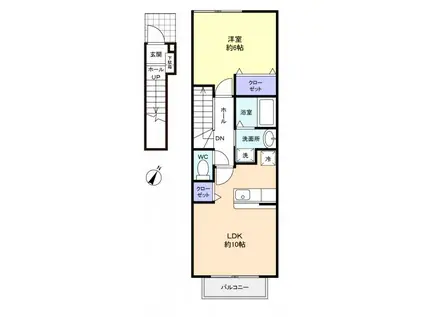 プラウド幕張本郷VI(1LDK/2階)の間取り写真
