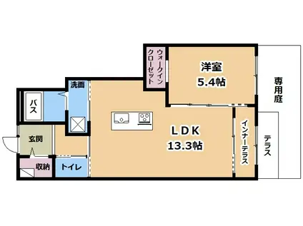 アヴニール松原(1LDK/1階)の間取り写真