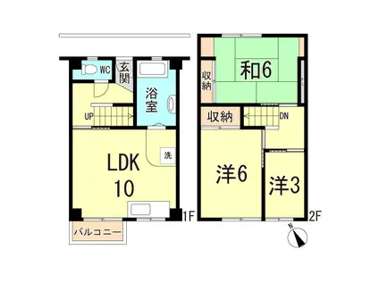 明舞第六団地13号棟(3LDK/2階)の間取り写真