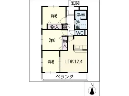 ハピネス茶屋が坂(3LDK/2階)の間取り写真