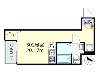 H.A.STELLA(ワンルーム/3階)の間取り写真