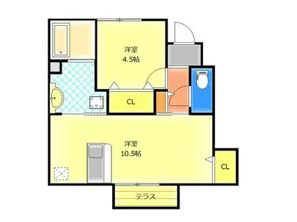 サンビレッジ小倉(1LDK/1階)の間取り写真