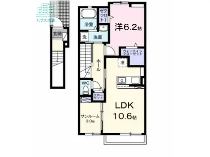 プラシードヒル X(1LDK/2階)の間取り写真