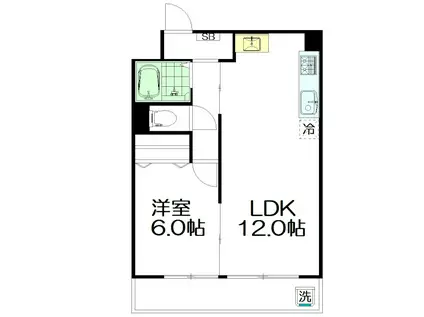 東中野コーポ(1LDK/6階)の間取り写真