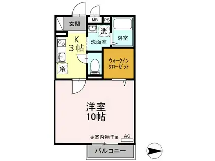 ニコール小平(1K/2階)の間取り写真