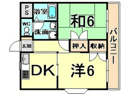 リバティ武庫之荘(2DK/3階)の間取り写真