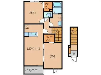 メゾン ド ボヌール(2LDK/2階)の間取り写真