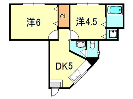 ラムール東垂水(2DK/3階)の間取り写真