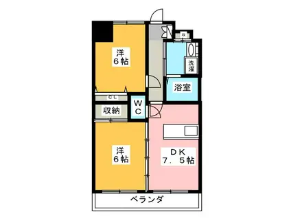 グランベル(2DK/2階)の間取り写真