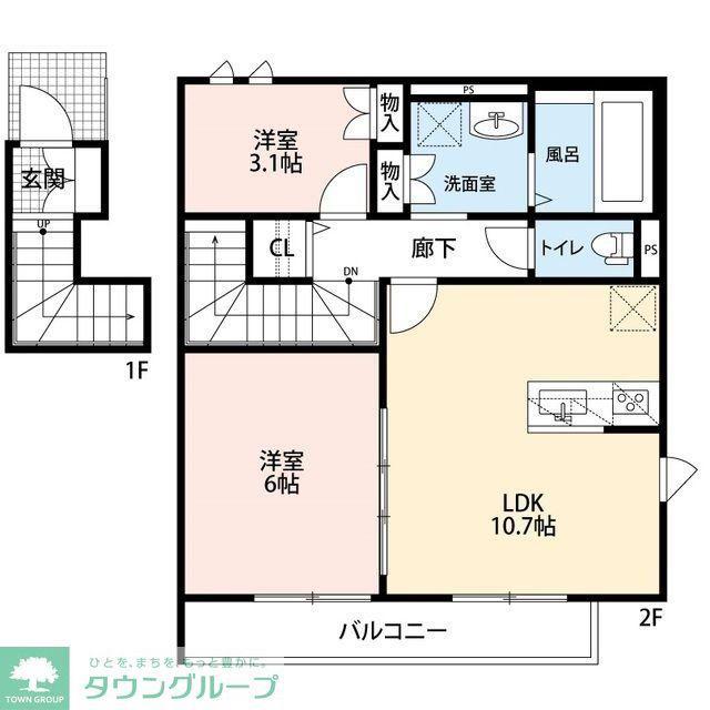 MEMORY COURT(2LDK/2階)の間取り写真
