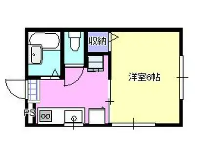 ポラール湘南(1K/2階)の間取り写真